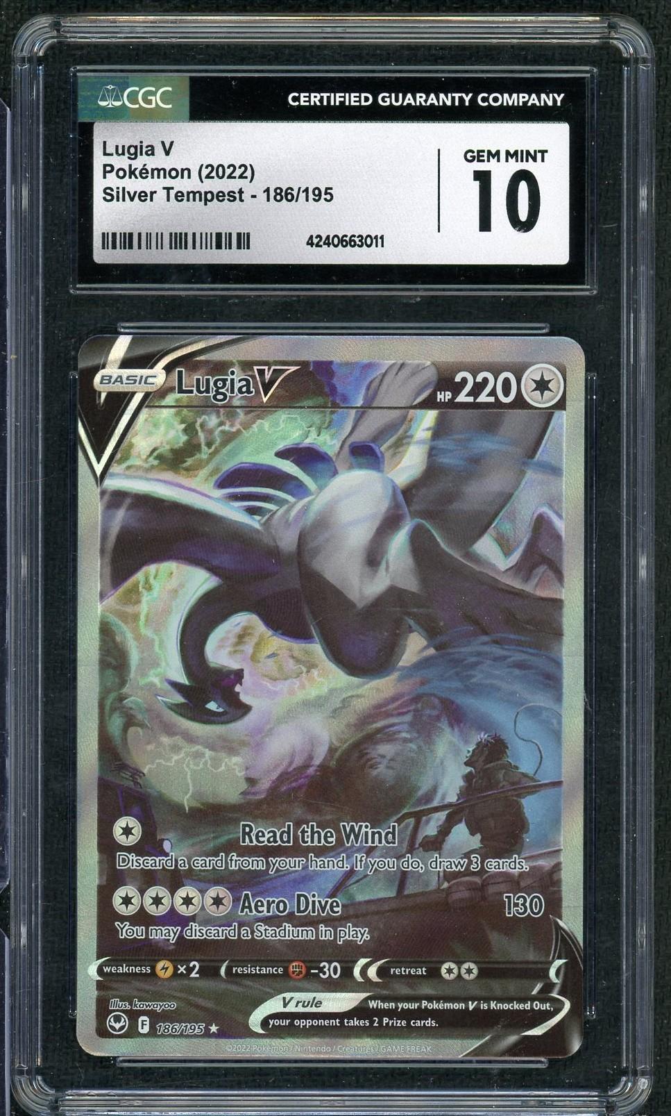 2022 Pokemon Silver Tempest Lugia V Full Art #186 CGC 10