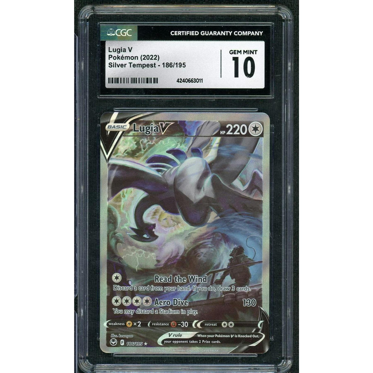 2022 Pokemon Silver Tempest Lugia V Full Art #186 CGC 10