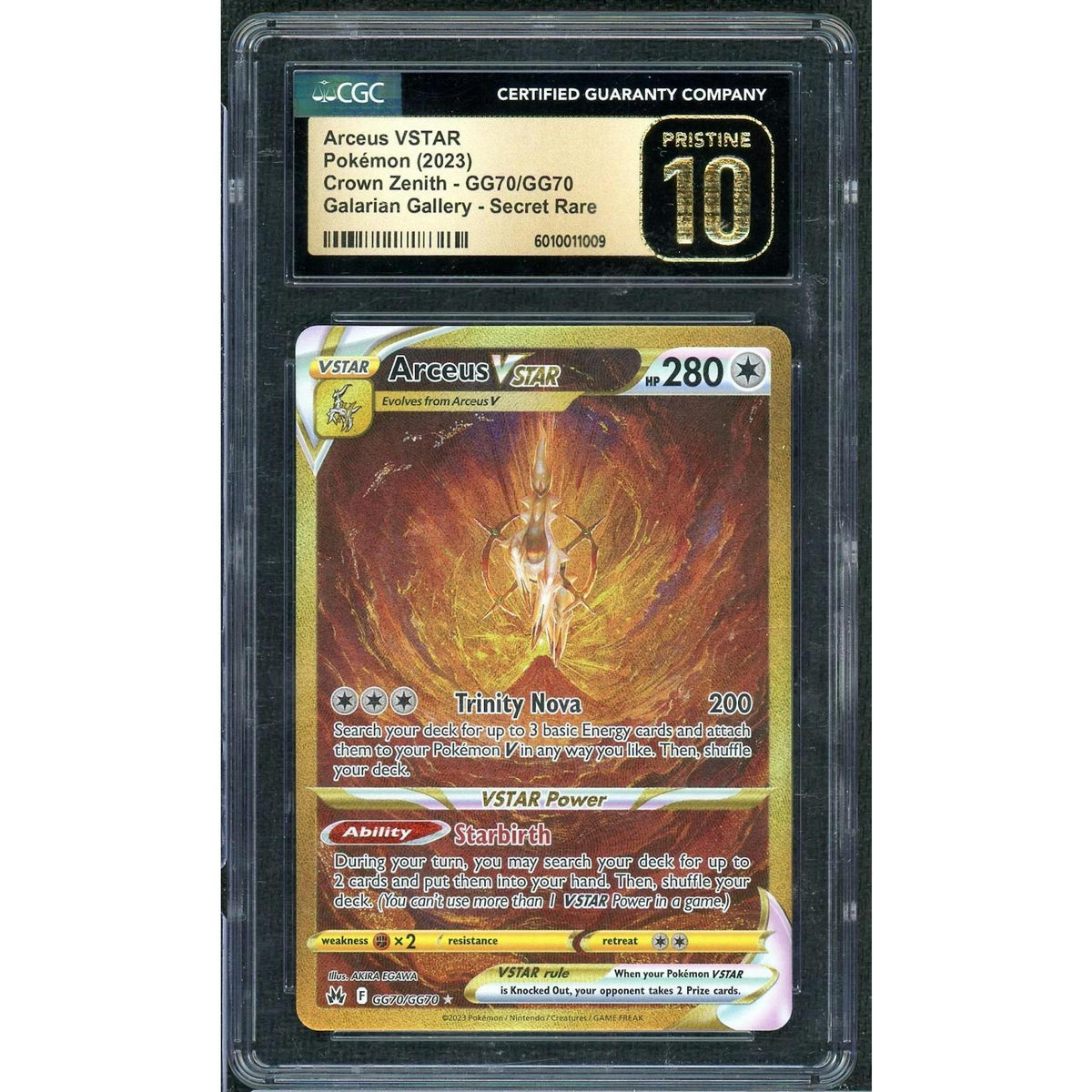 2023 Pokemon Crown Zenith Arceus VStar GG70/GG70 CGC Pristine 10