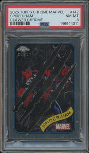 2025 Topps Chrome Marvel #142 Spider-Ham Clawed Chrome Stainless Steel #02/20 PSA 8 (NM-MT)