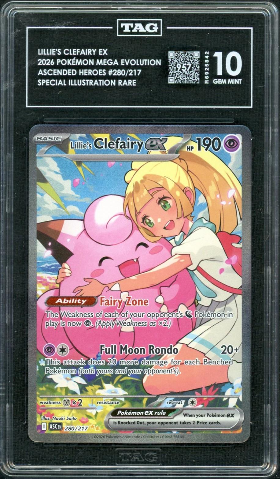 2026 Pokemon Ascended Heroes Lillie's Clefairy ex #280 TAG 10