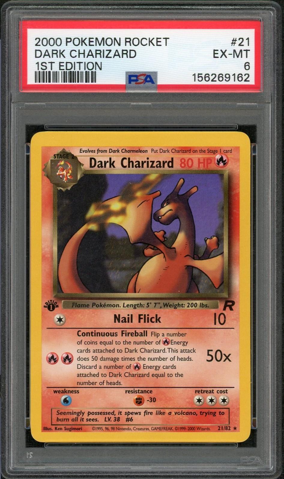 2000 Pokemon Team Rocket Dark Charizard #21 PSA 6