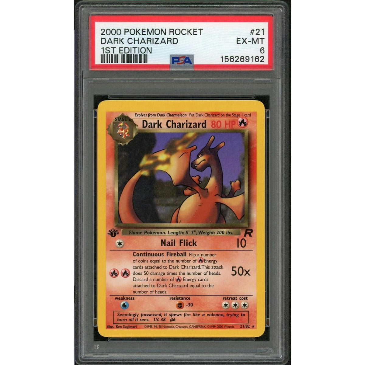 2000 Pokemon Team Rocket Dark Charizard #21 PSA 6