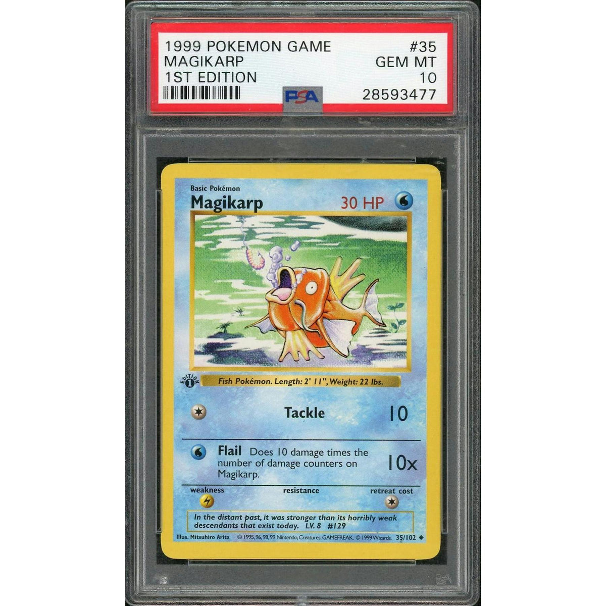 1999 Pokemon Magikarp 1st Edition Base Set Shadowless 35/102 PSA 10