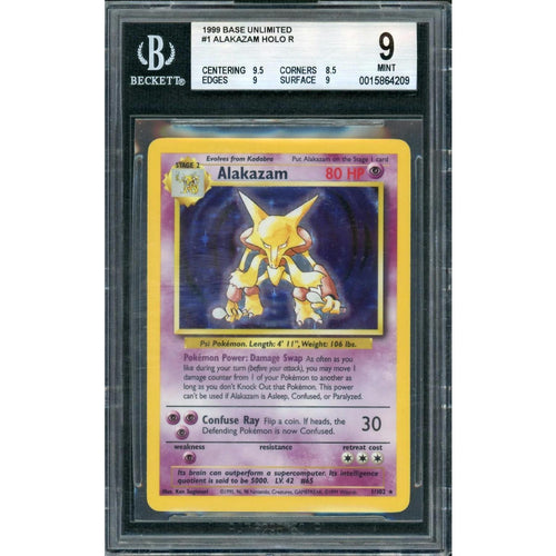 1999 Pokemon Base Set Unlimited Alakazam Holo #1 BGS 9