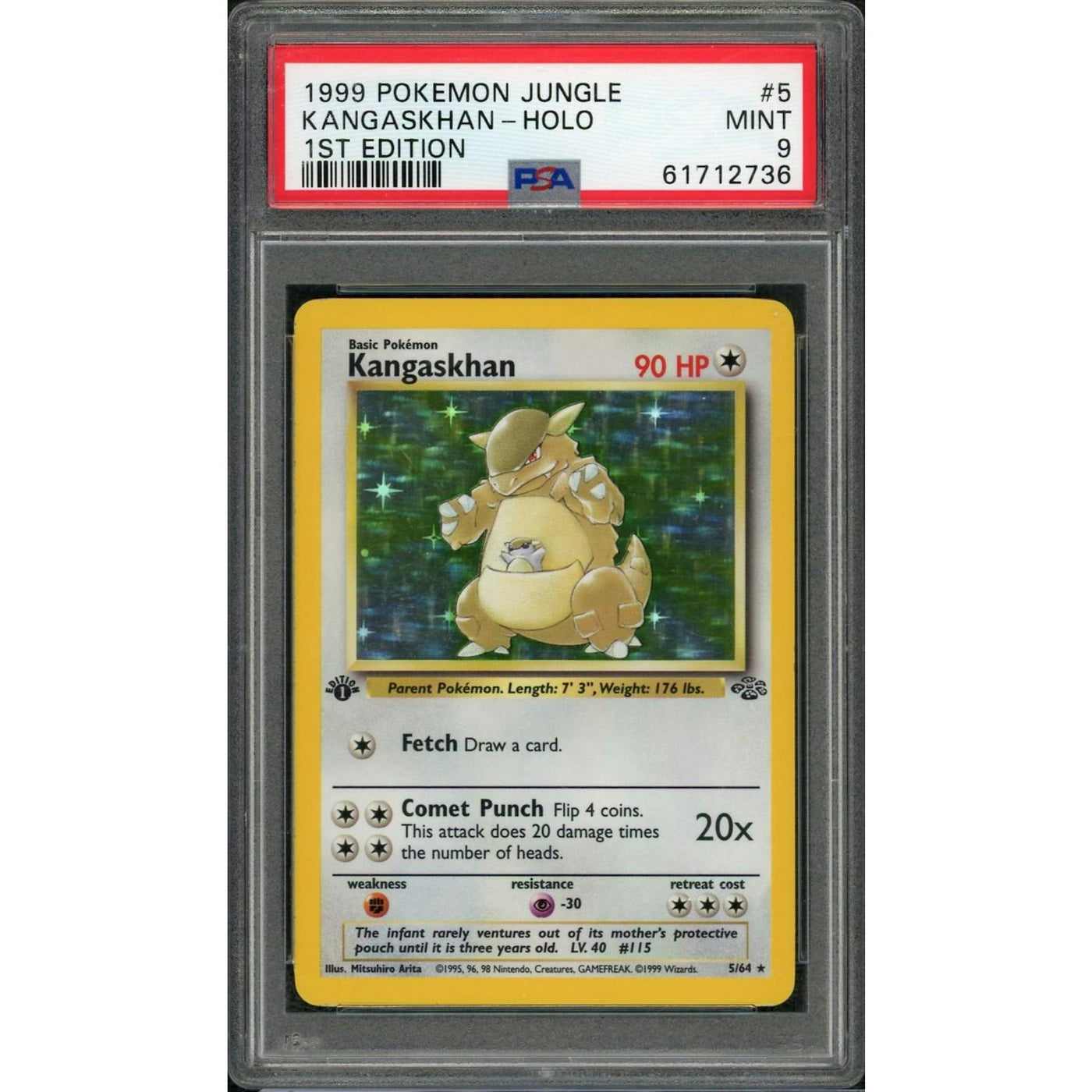 1999 Pokemon Jungle Kangaskhan Holo 1st Edition #5 PSA 9