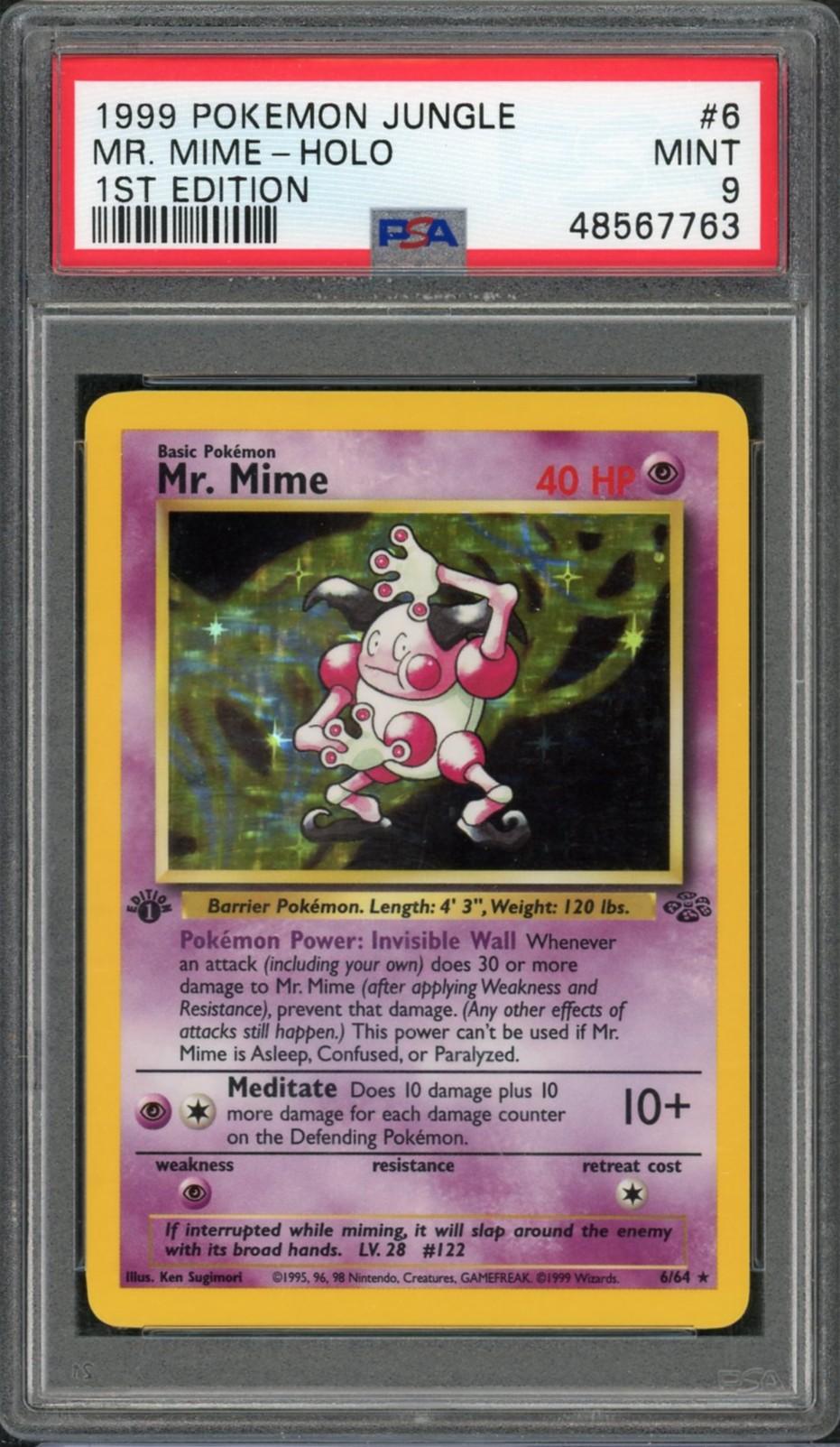 1999 Pokemon Jungle Mr Mime Holo 1st Edition #6 PSA 9