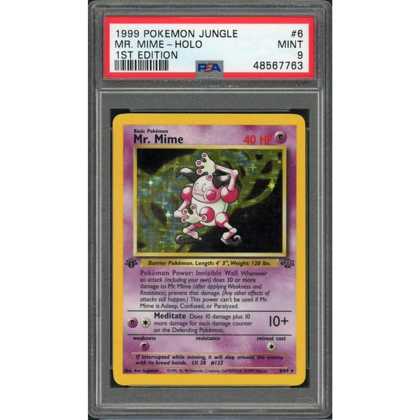 1999 Pokemon Jungle Mr Mime Holo 1st Edition #6 PSA 9