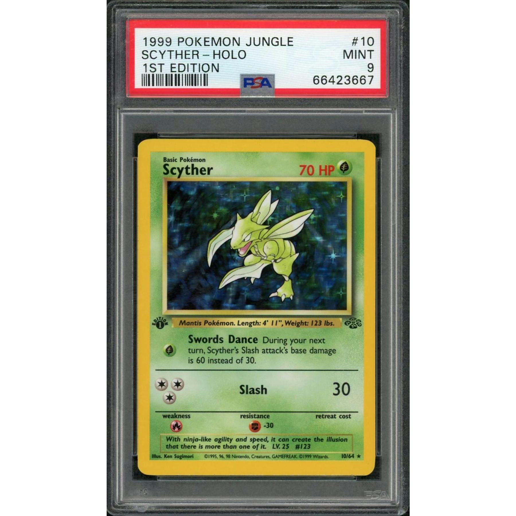 1999 Pokemon Jungle Scyther Holo 1st Edition #10 PSA 9