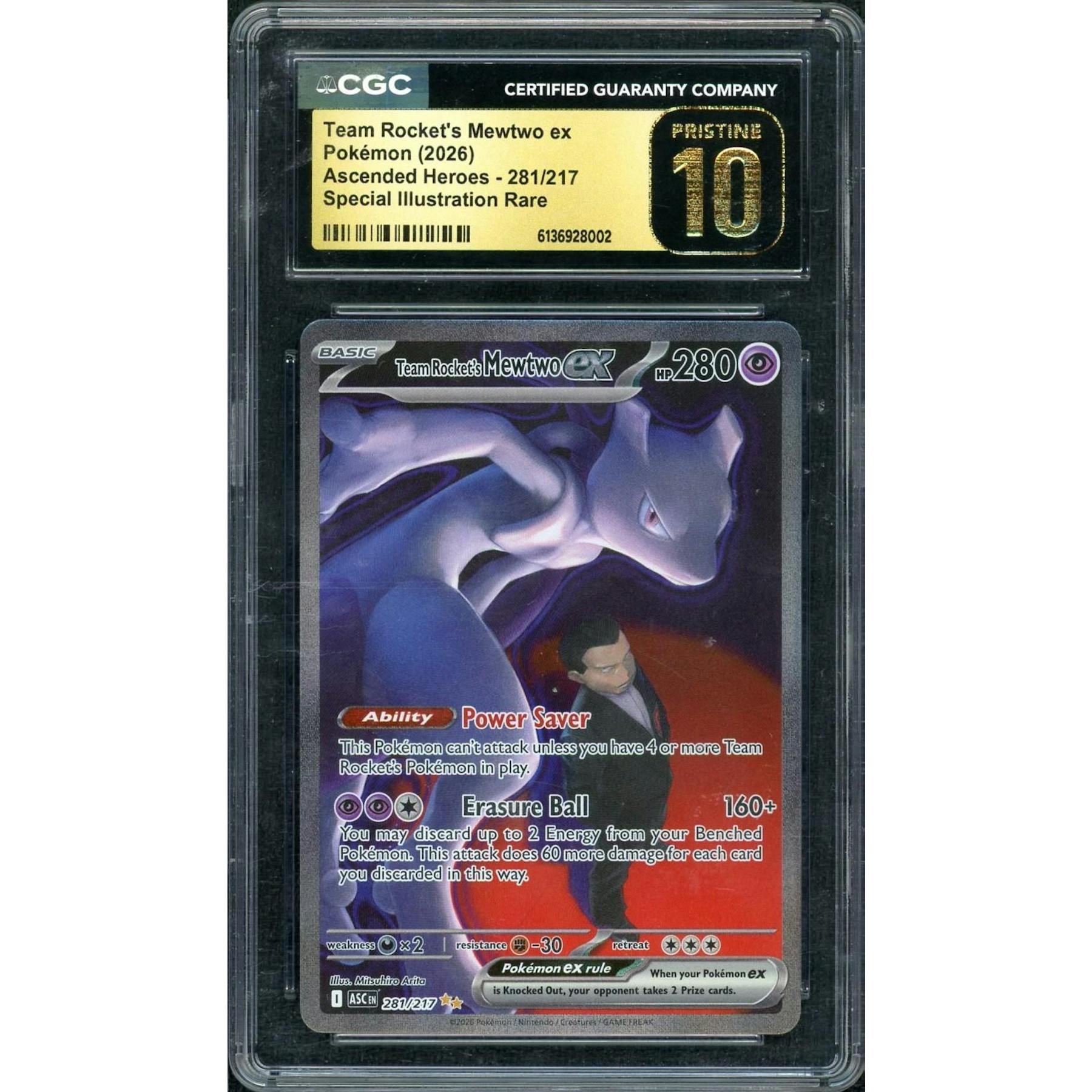 2026 Pokemon Ascended Heroes Team Rocket's Mewtwo ex SIR #281 CGC Pristine 10