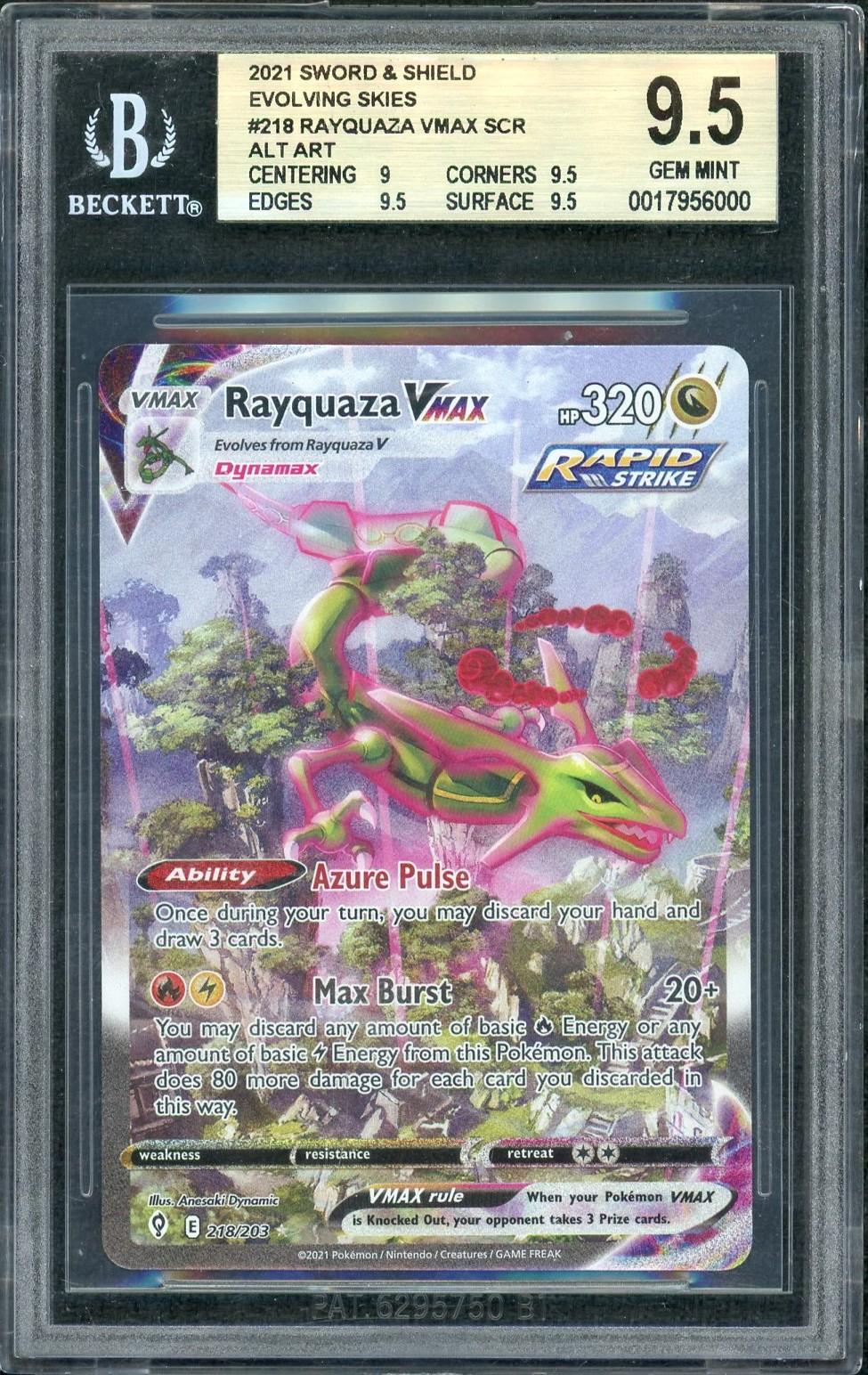 2021 Pokemon Evolving Skies Rayquaza Vmax Alternate Art #218 BGS 9.5