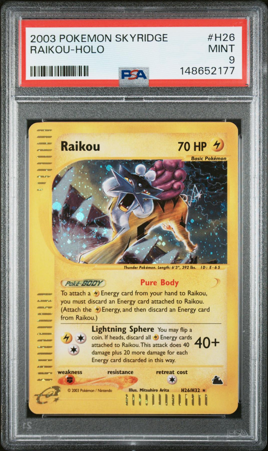 2003 Pokemon Skyridge Raikou Holo #H26 PSA 9