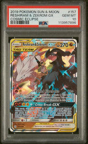 2019 Pokemon Sun & Moon Cosmic Eclipse Reshiram & Zekrom GX #157 PSA 10