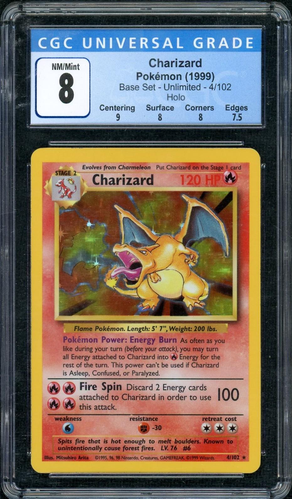 1999 Pokemon Base Set Charizard Holo #4 CGC 8