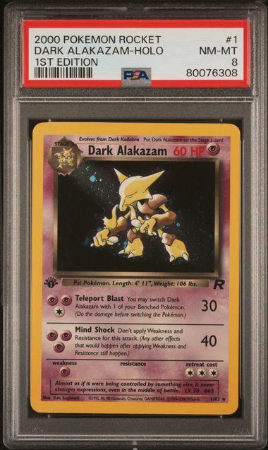 2000 Pokemon Rocket Dark Alakazam Holo 1st Edition #1 PSA 8