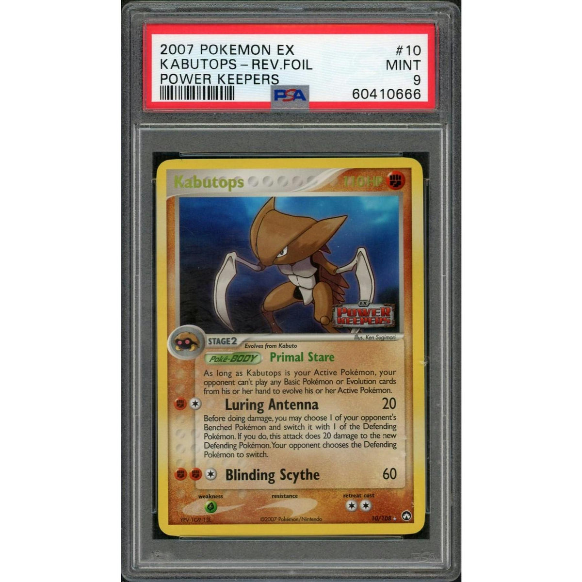 2007 Pokemon EX Power Keepers Kabutops Reverse Foil #10 PSA 9