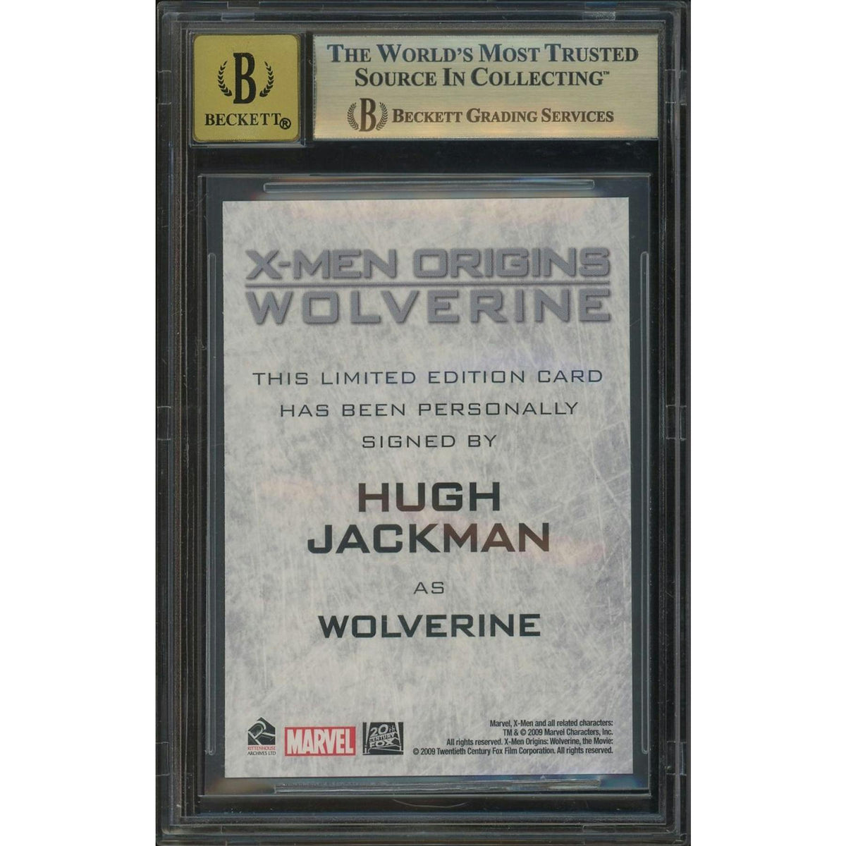 2009 Rittenhouse X-Men Origins #HJB Hugh Jackman As Wolverine Claws Out Auto BGS 9.5 (GEM MT)