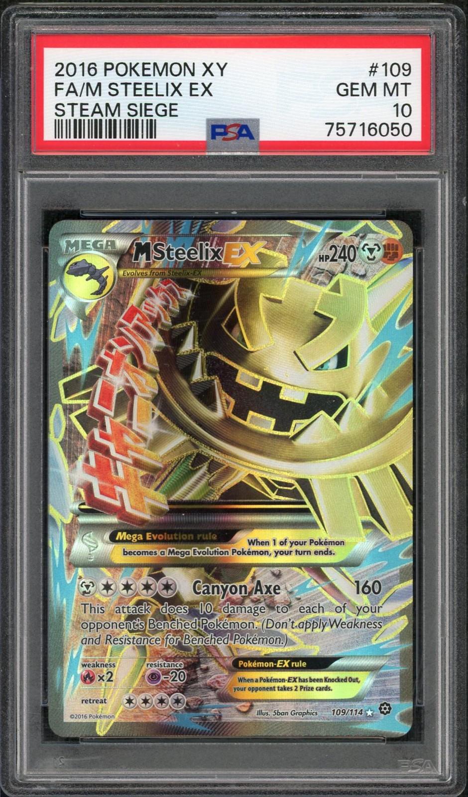 2016 Pokemon Steam Siege M Steelix EX Full Art #109 PSA 10