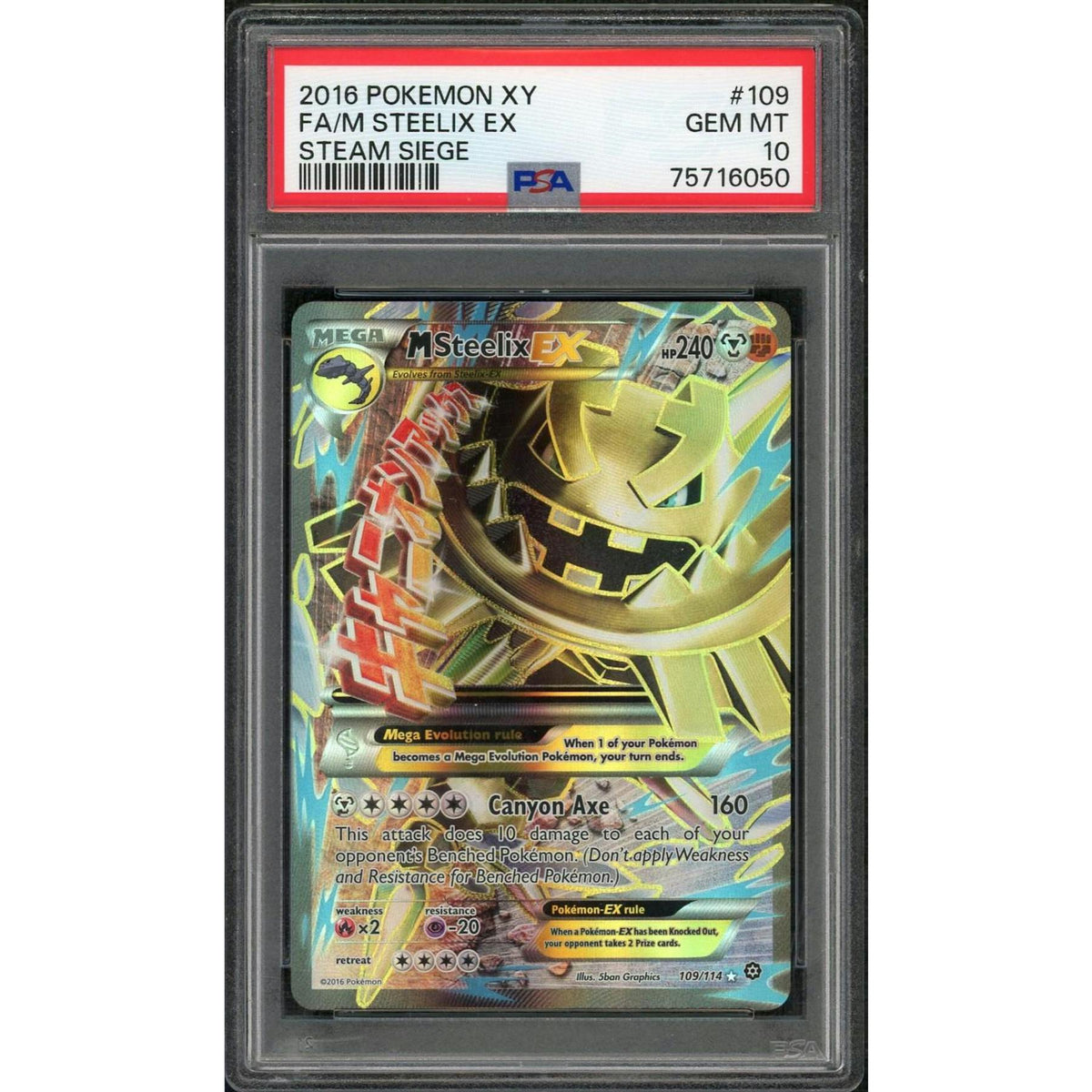 2016 Pokemon Steam Siege M Steelix EX Full Art #109 PSA 10