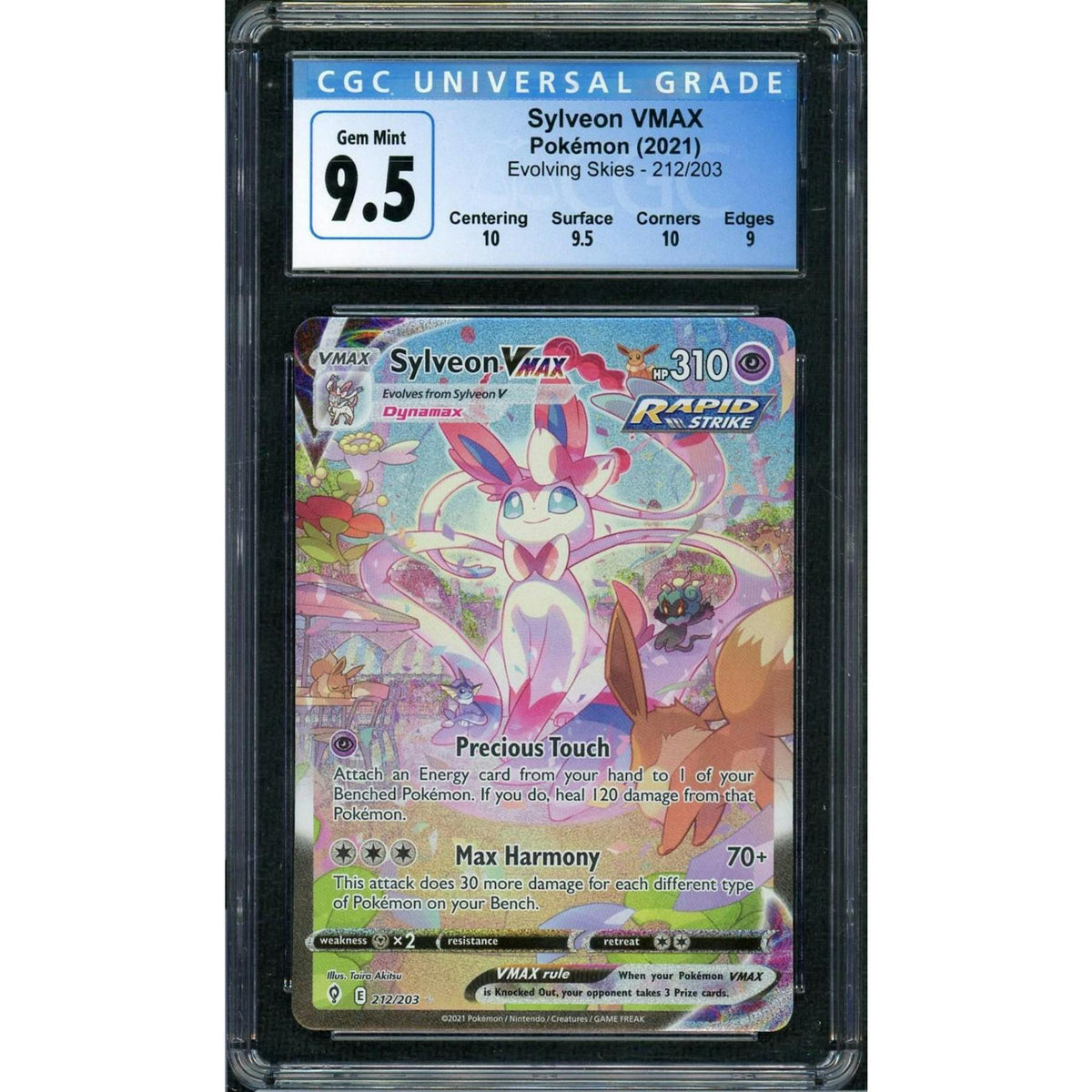 2021 Pokemon Evolving Skies Sylveon VMax #212 CGC 9.5