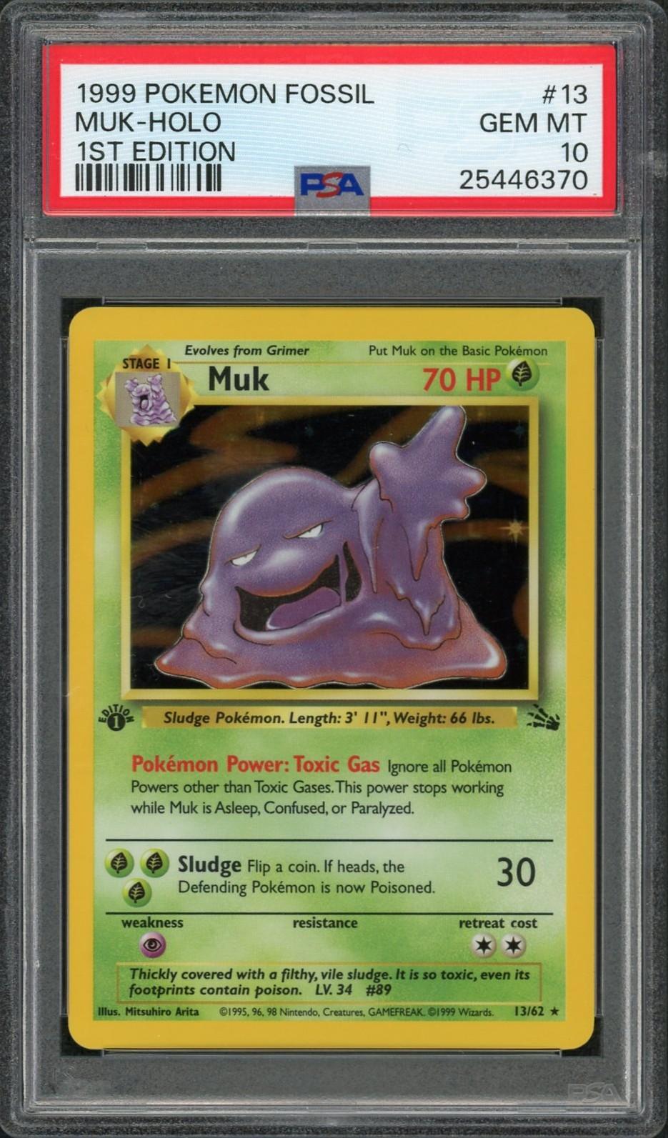 1999 Pokemon Fossil Muk Holo 1st Edition #13 PSA 10