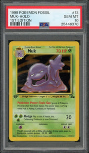1999 Pokemon Fossil Muk Holo 1st Edition #13 PSA 10