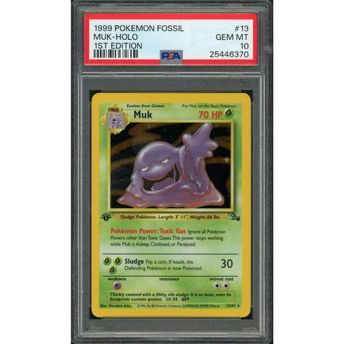 1999 Pokemon Fossil Muk Holo 1st Edition #13 PSA 10