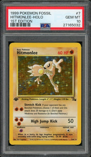 1999 Pokemon Fossil Hitmonlee Holo 1st Edition #7 PSA 10