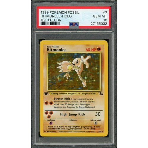 1999 Pokemon Fossil Hitmonlee Holo 1st Edition #7 PSA 10