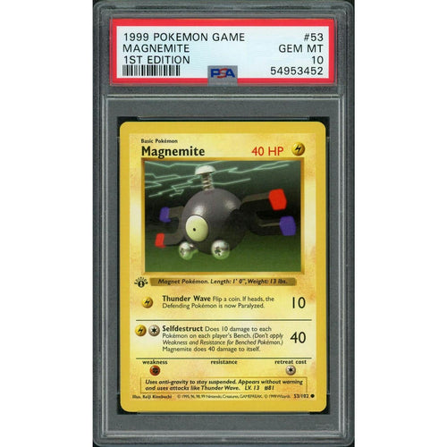 1999 Pokemon Base Set Magnemite 1st Edition #53 PSA 10