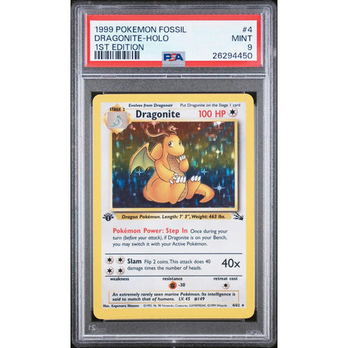 1999 Pokemon Fossil Dragonite Holo 1st Edition #4 PSA 9