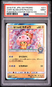 2018 Pokemon Cherry Blossom Afro Pikachu Pokemon Center Tokyo DX #211 PSA 9
