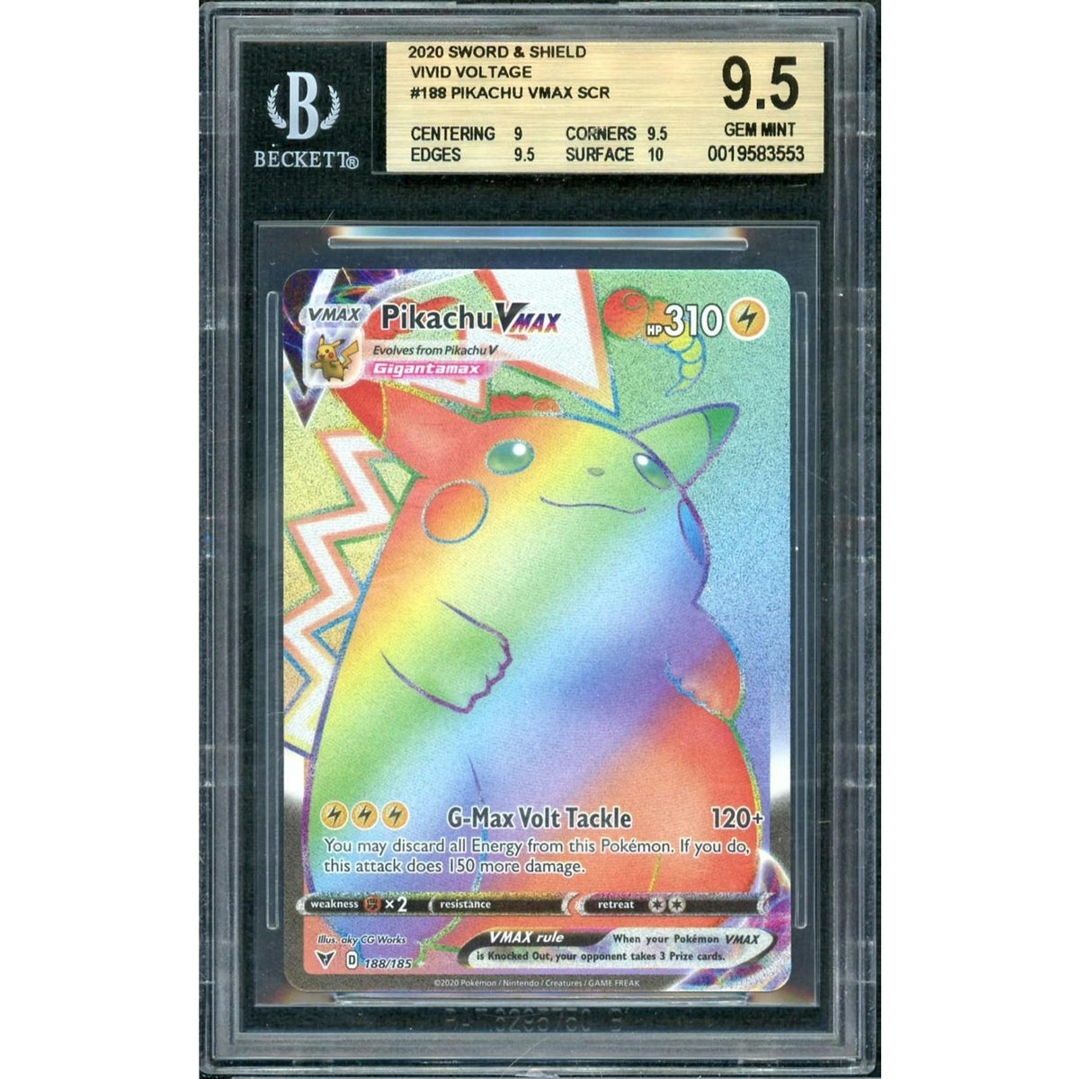 2020 Pokemon Vivid Voltage Pikachu VMax #199 BGS 9.5