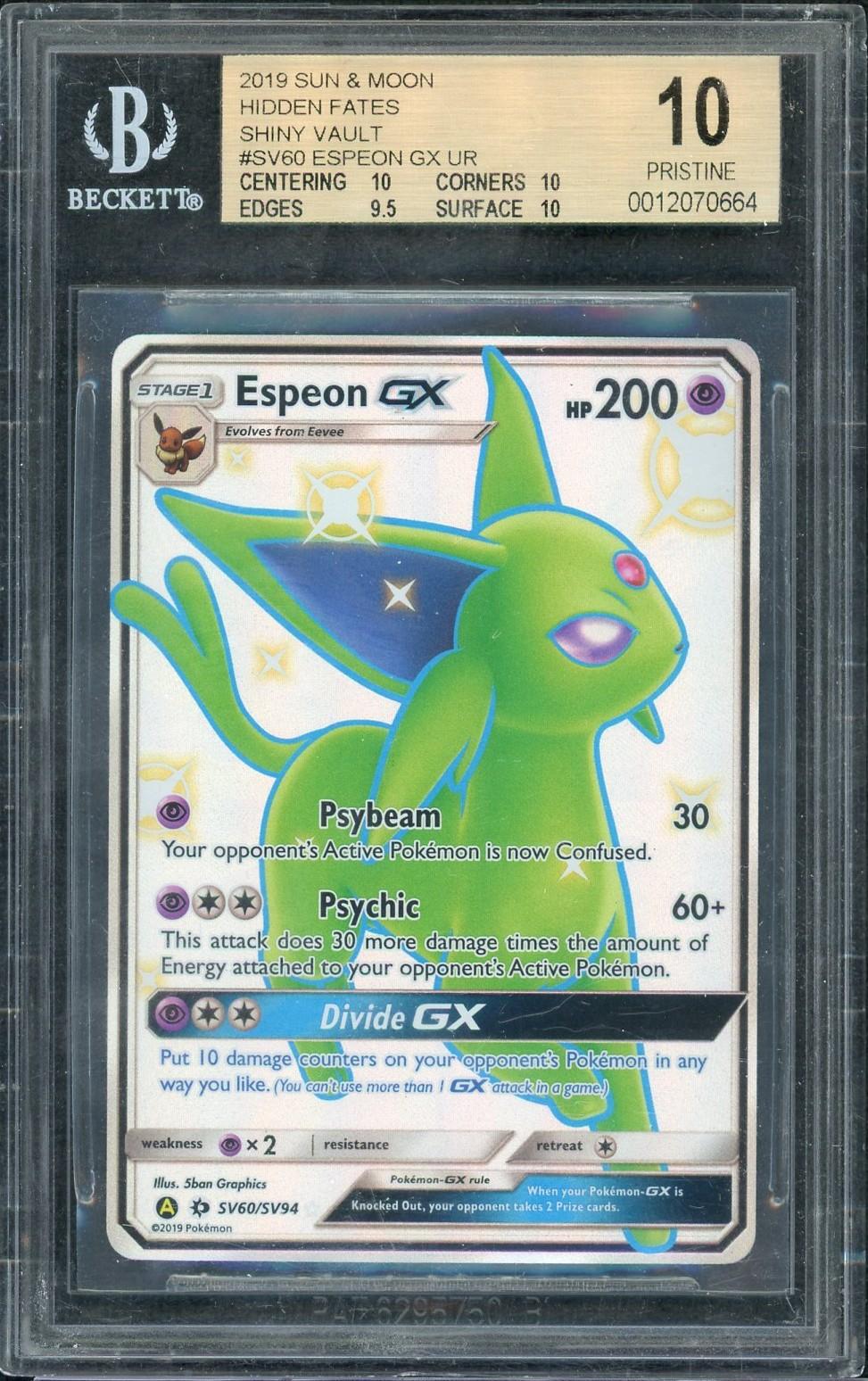 2019 Pokemon Sun & Moon Hidden Fates Espeon GX Ultra Rare SV60/SV94 BGS 10