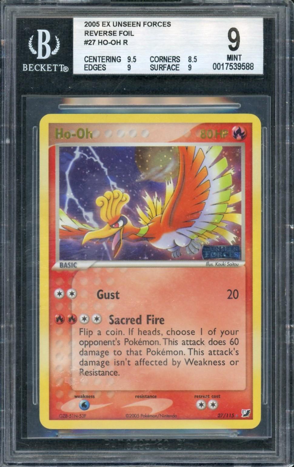 2005 Pokemon Unseen Forces Ho-Oh Reverse Foil #27 BGS 9
