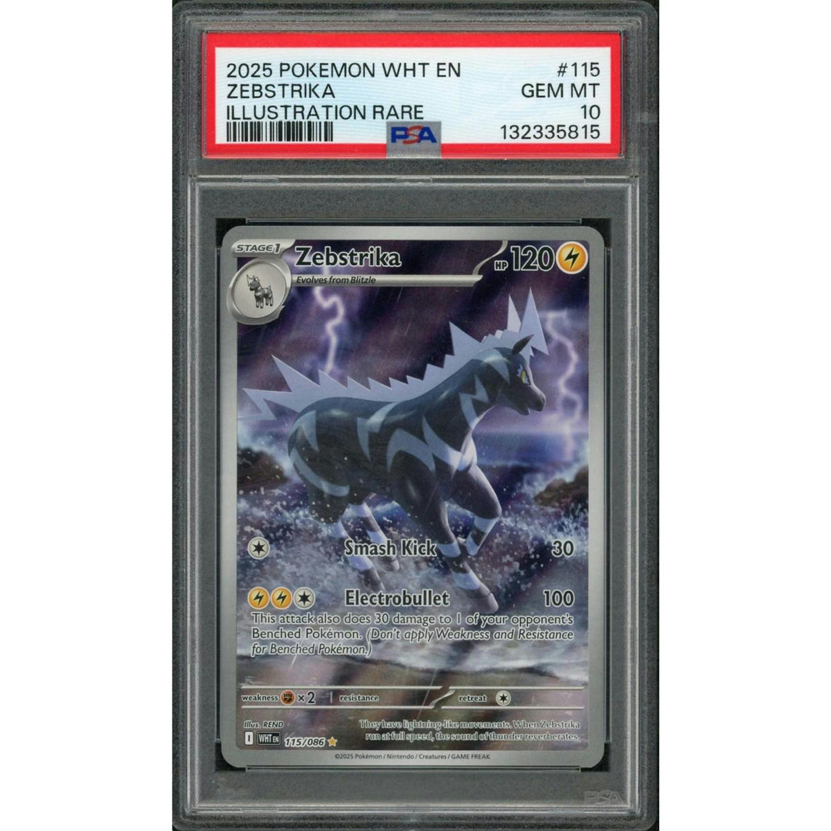 2025 Pokemon White Flare Zebstrika Illustration Rare #115 PSA 10