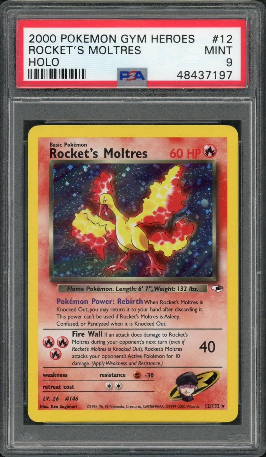 2000 Pokemon Gym Heroes Rocket's Moltres Holo #12 PSA 9