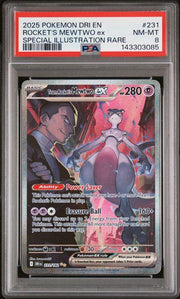 2025 Pokemon Destined Rivals Team Rocket's Mewtwo ex SIR PSA 8