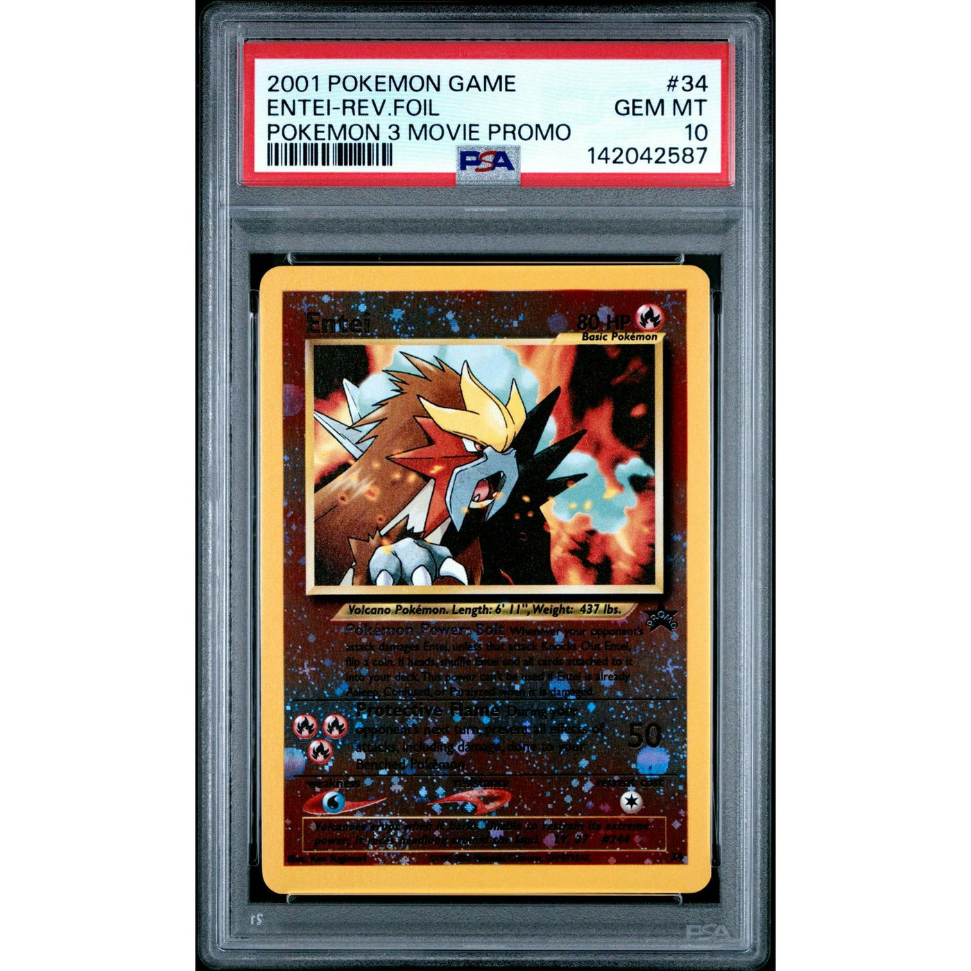2001 Pokemon Entei Reverse Foil Movie Promo #34 PSA 10