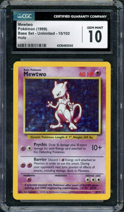 1999 Pokemon Base Set Mewtwo Holo 10/102 CGC 10