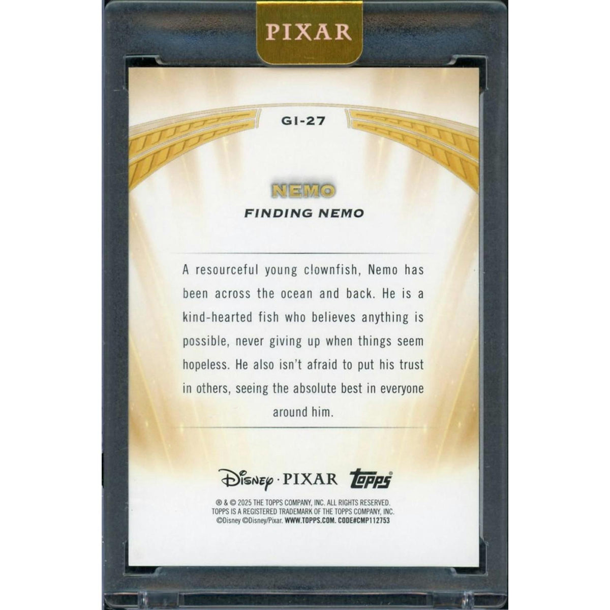 2025 Topps Pixar Gold Nemo Golden Icons Black /10 #GI-27