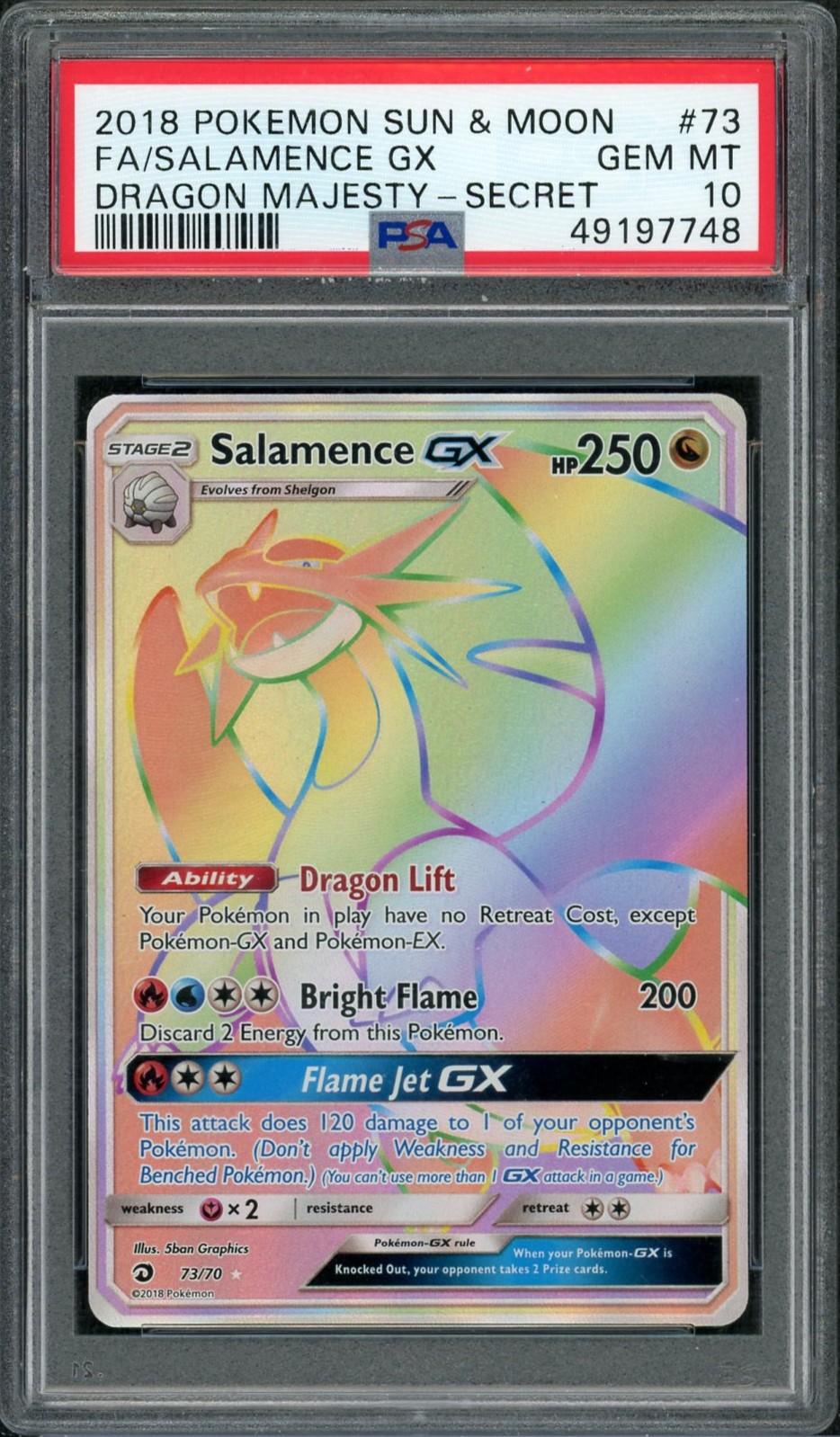 2018 Pokemon Dragon Majesty Salamence GX Secret #73 PSA 10
