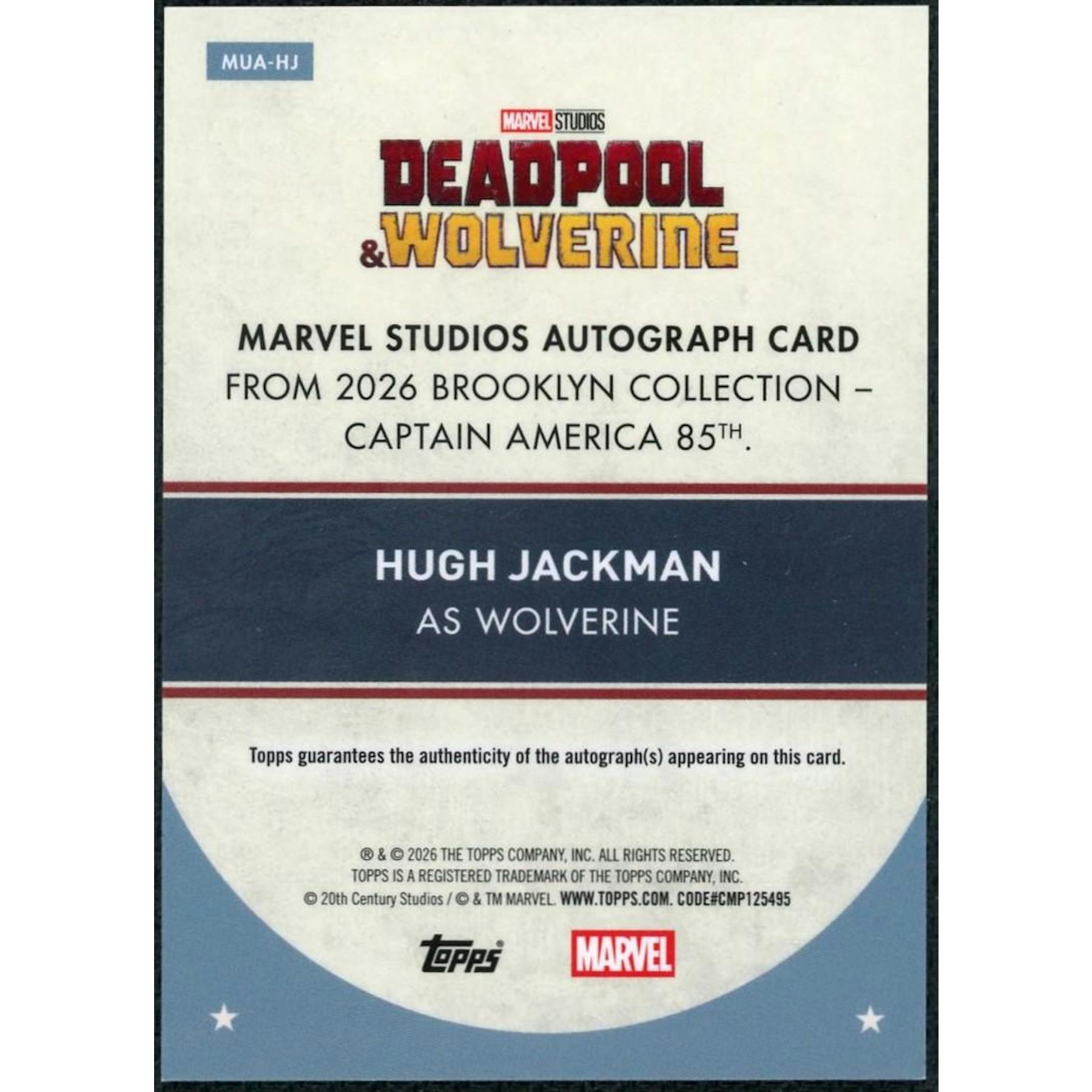 2026 Topps Marvel Brooklyn Collection Hugh Jackman Wolverine Auto Red /5