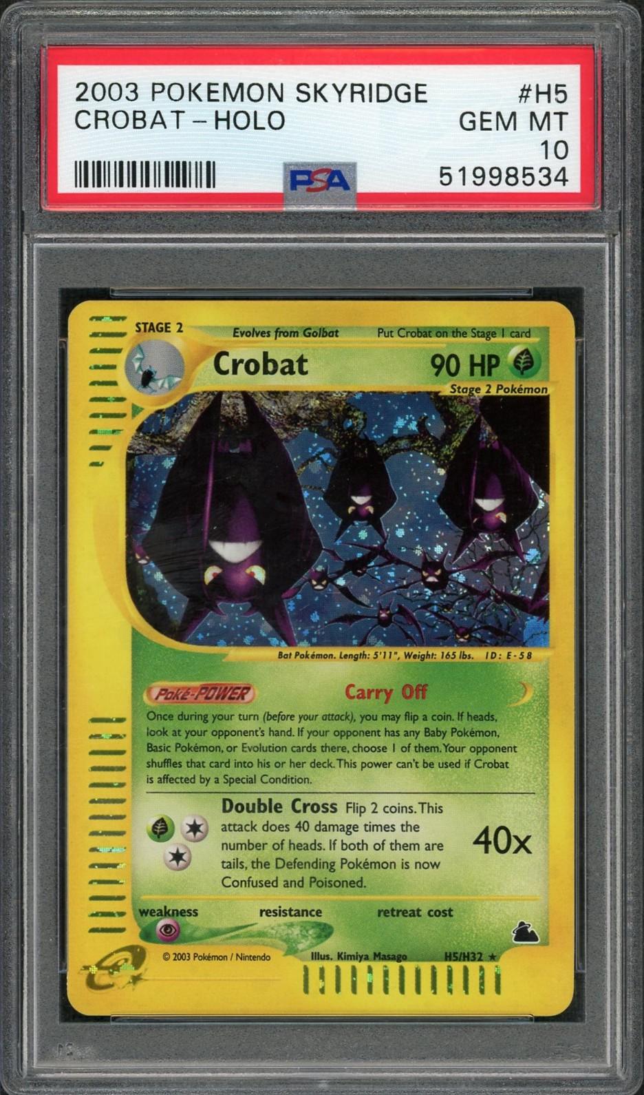 2003 Pokemon Skyridge Crobat Holo #H5 PSA 10