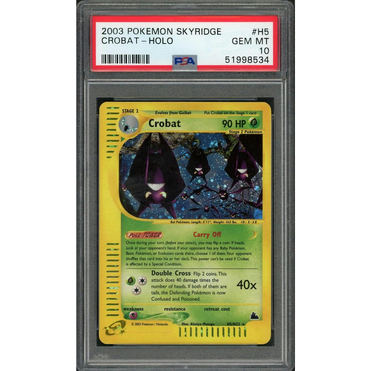 2003 Pokemon Skyridge Crobat Holo #H5 PSA 10