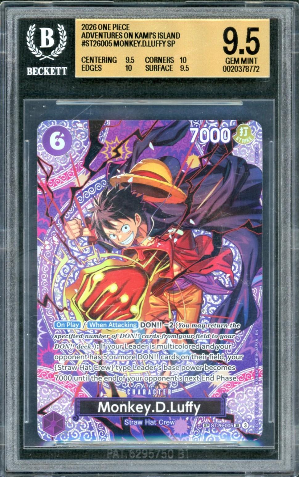 2026 One Piece Adventures On Kami's Island Monkey D. Luffy #ST26-005 BGS 9.5