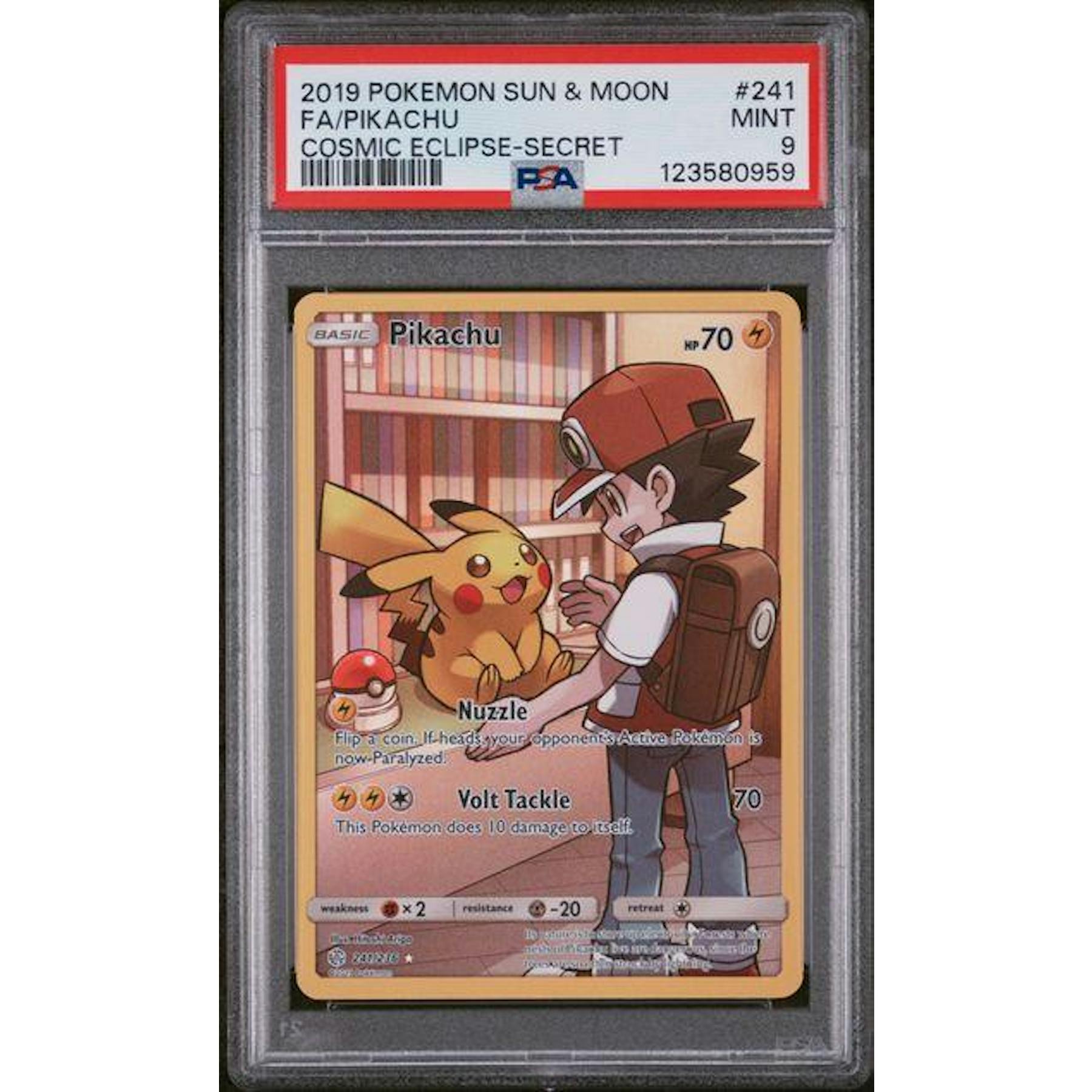 2019 Pokemon Cosmic Eclipse Pikachu Full Art #241 PSA 9