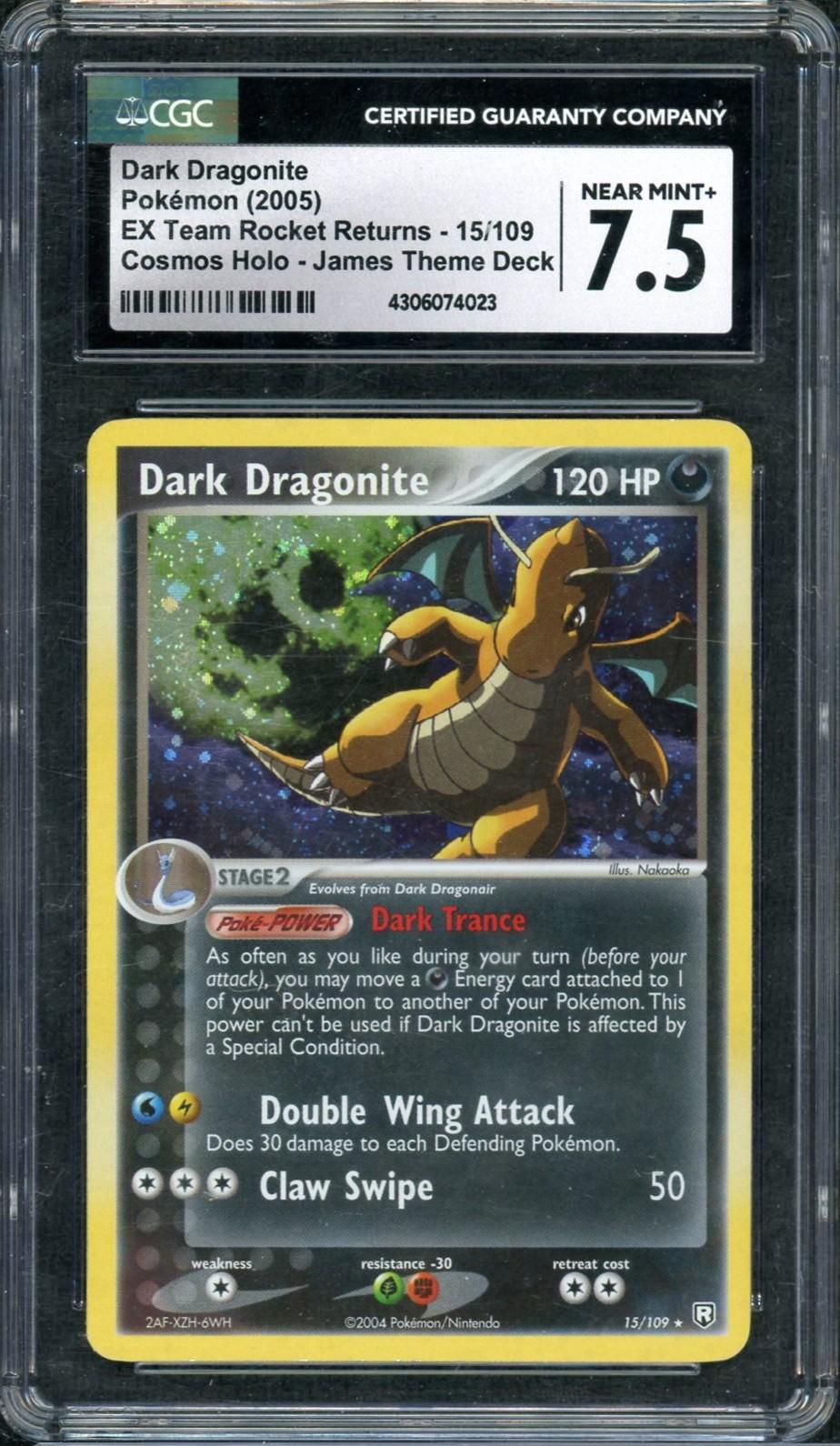 2005 Pokemon Dark Dragonite Cosmos Holo Team Rocket Reutrns 15/109 CGC 7.5