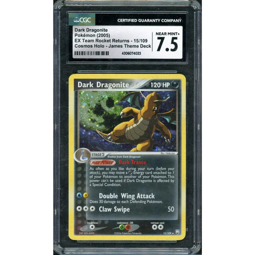 2005 Pokemon Dark Dragonite Cosmos Holo Team Rocket Reutrns 15/109 CGC 7.5