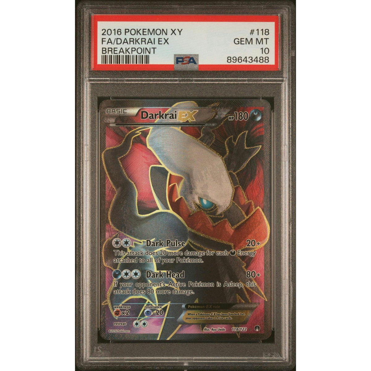 2016 Pokemon Breakpoint Darkrai EX Full Art #118 PSA 10